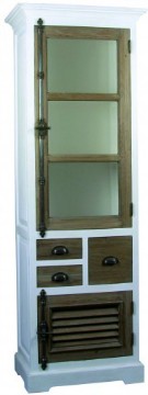 Teak Vitrine Landhausstil feine Maserung Shabby Chic