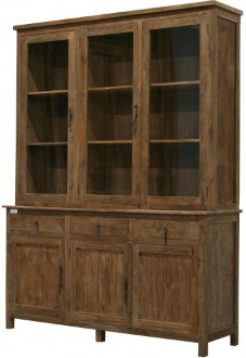 Vitrinenschrank Massivholz Dengkleh Teak Breite 160 cm