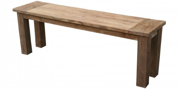 Teak Gartenbank recycelt ohne Lehne