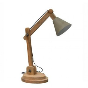 Tischlampe grau/braun Stahl und Holz