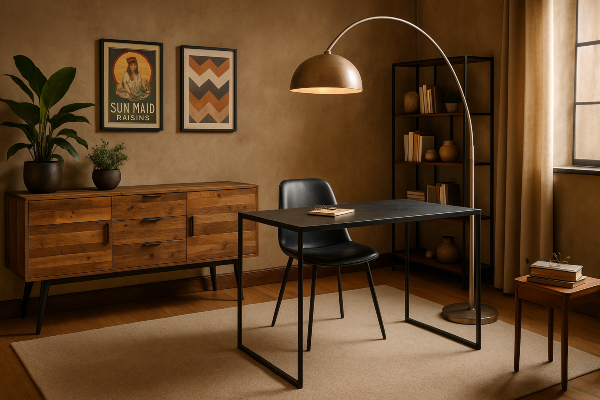 Retro-Charme wirkt auch im Arbeitszimmer sehr authentisch Ein Arbeitszimmer mit Retro-Charme