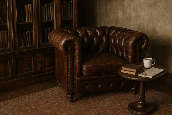 Lounge Sessel - Leder - Vintage braun - Chesterfield Lounge Sessel - Leder - Vintage braun - Chesterfield