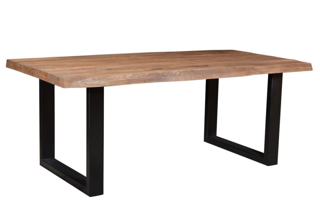 Sturdy Baumkante Esstisch Mangoholz mit U-Stahlgestell Wohnzimmertisch Minimalistischer- Stil 