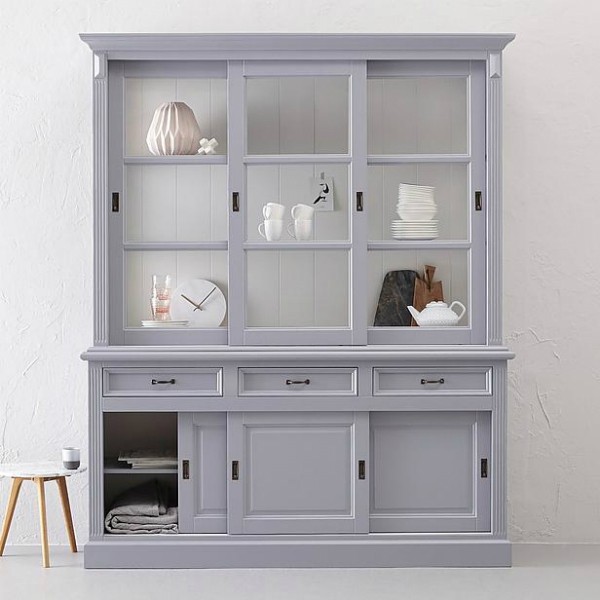Kuechenbuffet antik Massivholz grau-weiss