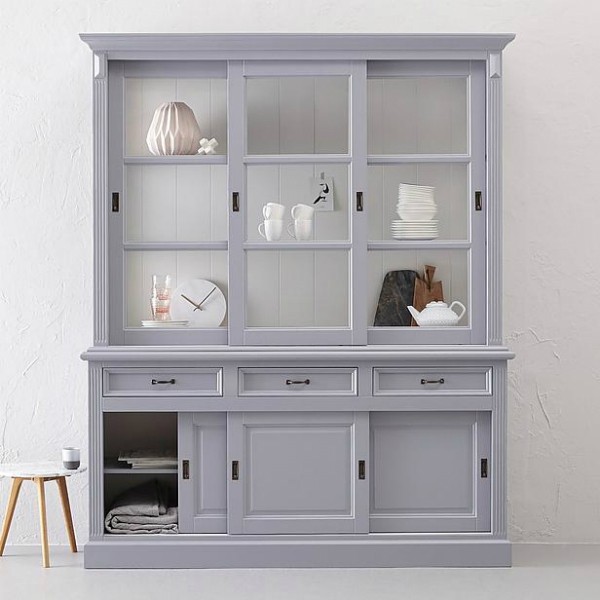 Kuechenbuffet antik Massivholz grau-weiss