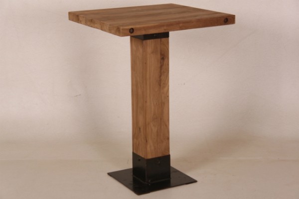 Bartisch aus Teak natur mit Metallfuss