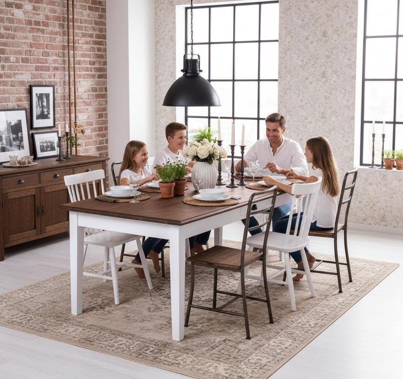 Massivholz Esstisch 210 X 90 cm - mit Eichenplatte Landhaus Tisch Massivholz Esstisch 210 X 90 cm - mit Eichenplatte Landhaus Tisch