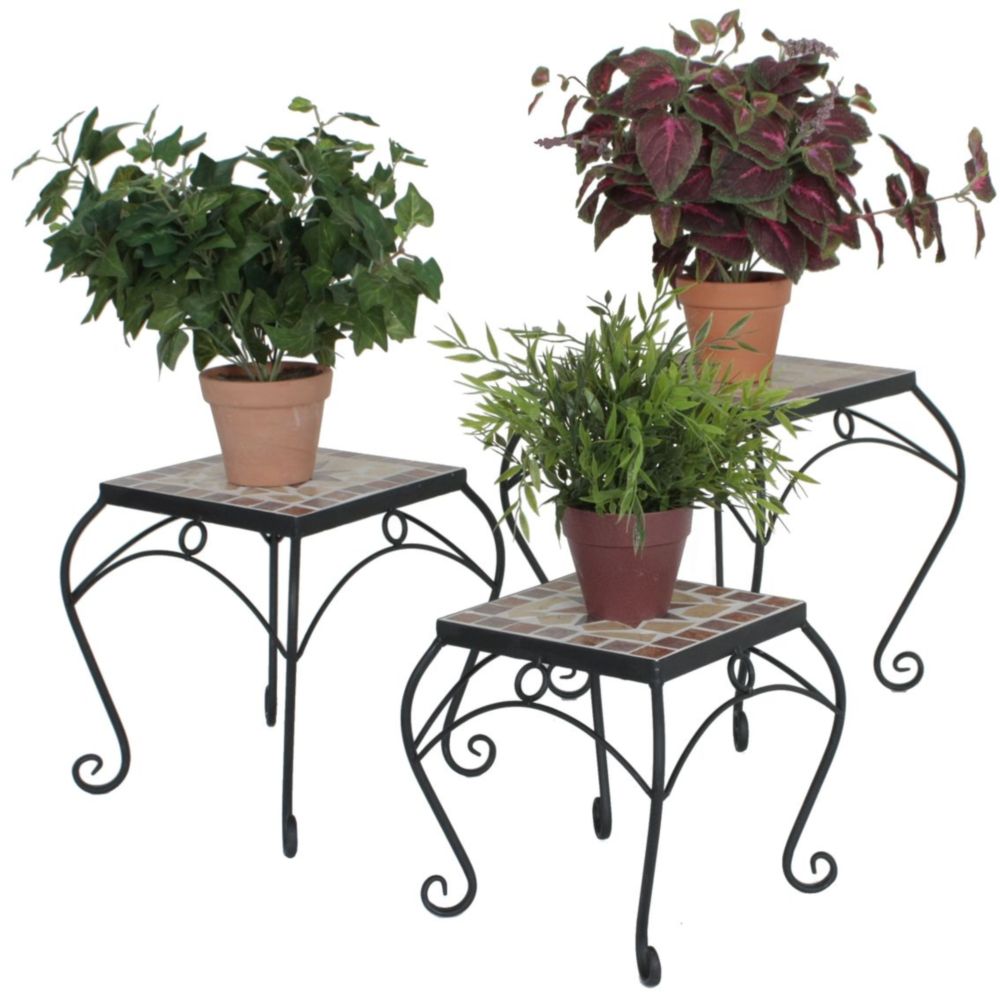 Mosaik Blumenhocker EREBUS quadratische Beistelltische - Blumentische 3er-Set Mosaik Blumenhocker EREBUS quadratische Beistelltische - Blumentische 3er-Set