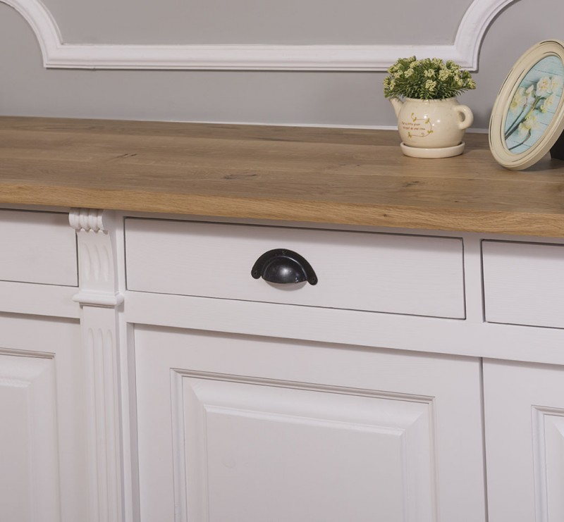 Sideboard 219 cm im Landhaus Stil mit Eichenplatte Sideboard 219 cm im Landhaus Stil mit Eichenplatte