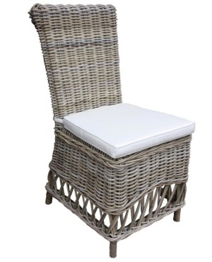 Rattanstuhl mit Kissen | grau/Creme | angesagter Vintage-Look | aufwändig geflochten | jeder Stuhl ein Unikat rattanstuhl-mit-kissen-grau-creme