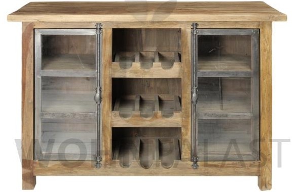 Weinschrank Manchester aus recyceltem Teakholz/Eisen