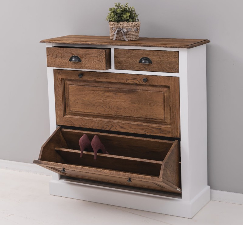Schuhschrank Eiche Landhaus - mit 2 Klappfächern Schuhschrank Eiche Landhaus - mit 2 Klappfächern