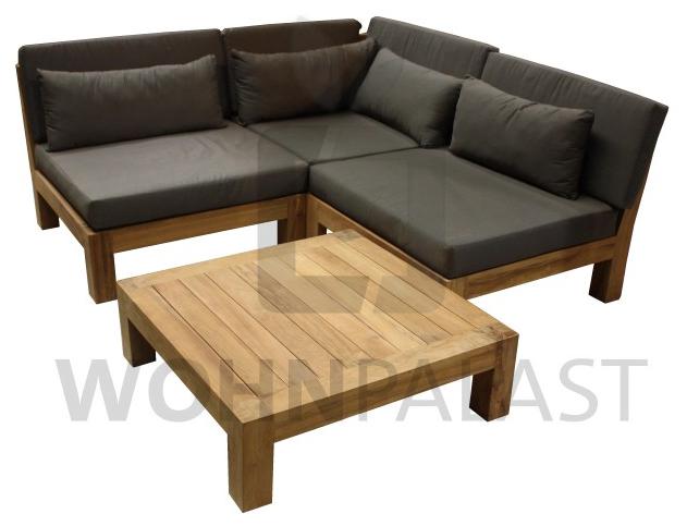 Lounge Gartenset Palma aus massivem Teakholz mit Auflage 