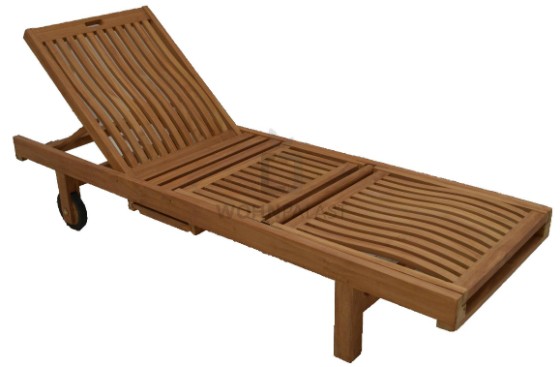 Sunbed Lounger aus massiven Teakholz