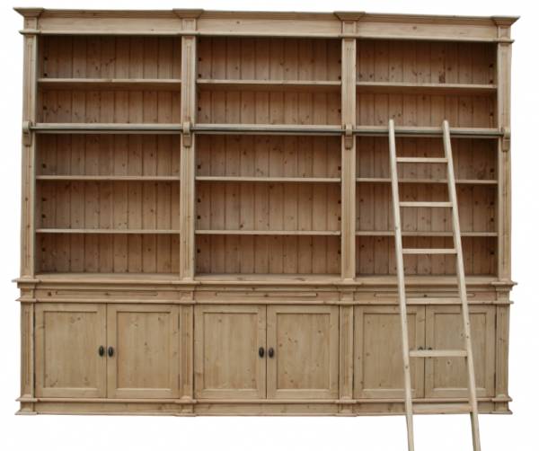Bücherwand Klopstock im Landhaus Stil 300cm, 4-teilig