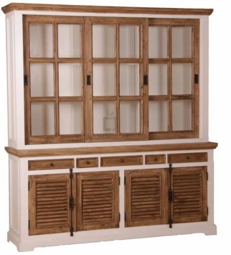 Vitrinenschrank Louvre shabby chic 220 cm