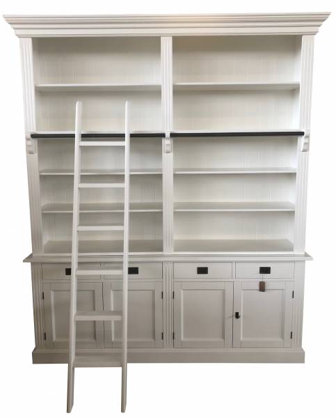 buecherschrank-landhaus-mit-leiter-und-schubladen-200-cm-wohnwaende-im-antiken-stil