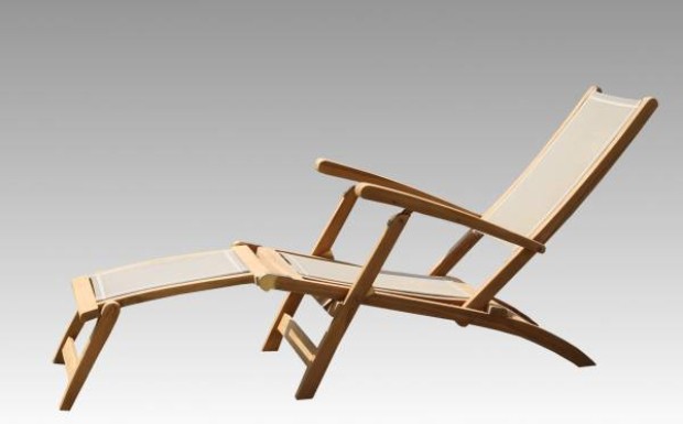 Deckchair Batyline Teakholz/Stoff - Teak-Liegen für den Garten