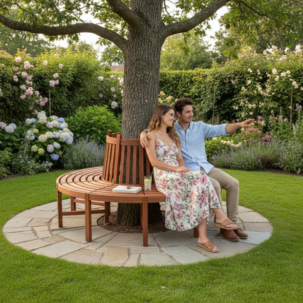 Baumbank FONTANA, rund Eukalyptus, medium Gartenbank - Gartendekoration Baumbank FONTANA, rund Eukalyptus, medium Gartenbank - Gartendekoration