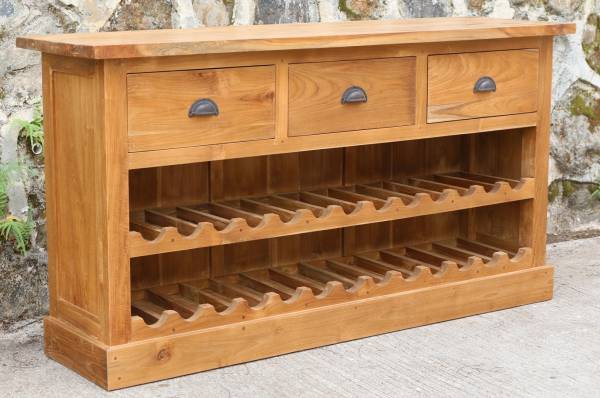 Weinregal Sideboard Bordeaux aus recyceltem Teak spirituosen-richtig-lagern