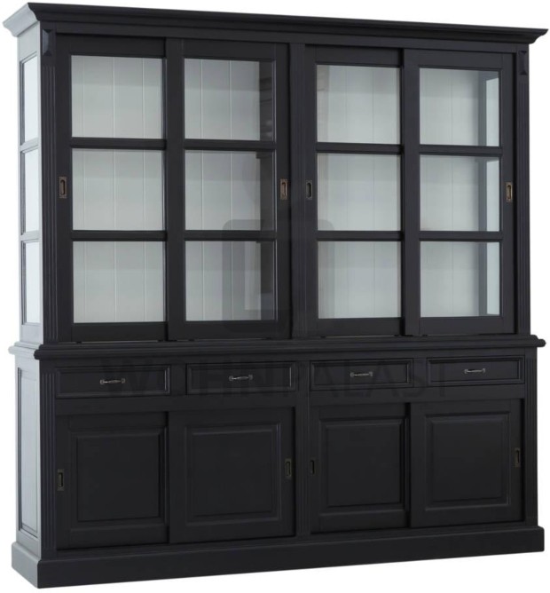 Ladenschrank Vincenza im Landhausstil 220 cm - schwarz/weiß