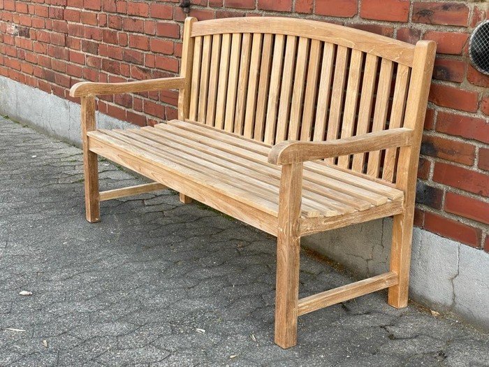 Gartenbank aus Teakholz 150cm Bank Sitzbank Massivholz Teak Gartenmoebel