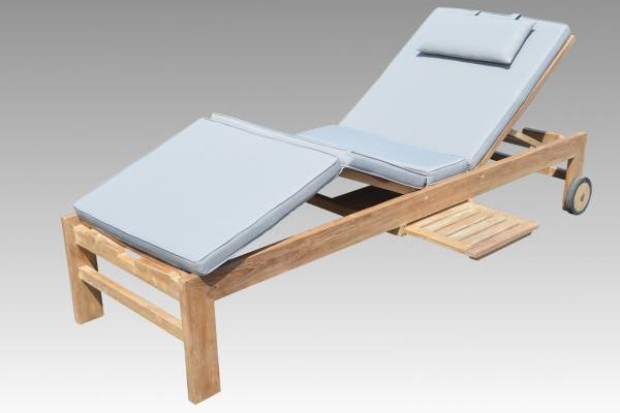 Sunbed Lounger Teakholz mit Auflage 