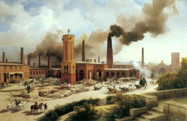 Borsigs Maschinenbau-Anstalt zu Berlin, Gemälde von Karl Biermann, 1847