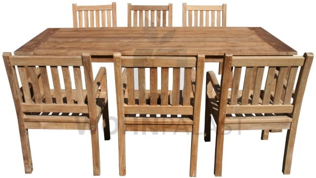 7-teiliges Teakholz Gartenmöbel Set Norderney 220 cm Garten Outdoor Teak Möbel Tisch & Stühle