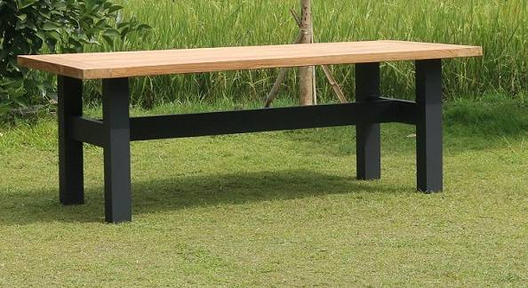 Gartentisch Rina schwarz aus Teakholz 220 cm