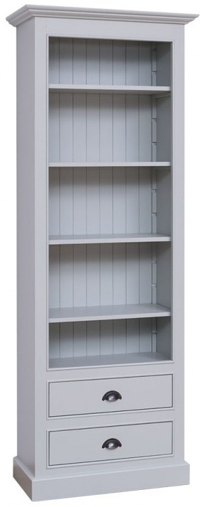 Massives Bücherregal mit verstellbaren Regalböden und 2 Schublade - Modernes Landhaus Regal