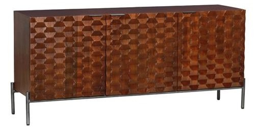 Paola Sideboard 165 cm mit 3 Türen - Mango Holz - Mahagonifarbe-Modern - Einrichten im Mid Century Stil
