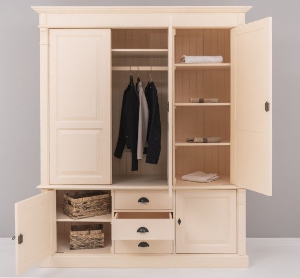 Massivholz Kiefern Kleiderschrank - 176 cm breit - Landhaus