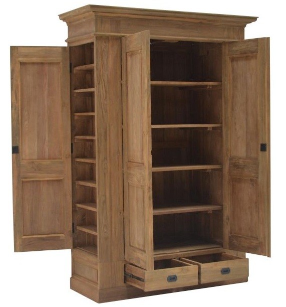 Teak Schrank Jägerschrank Massivholz 130 cm