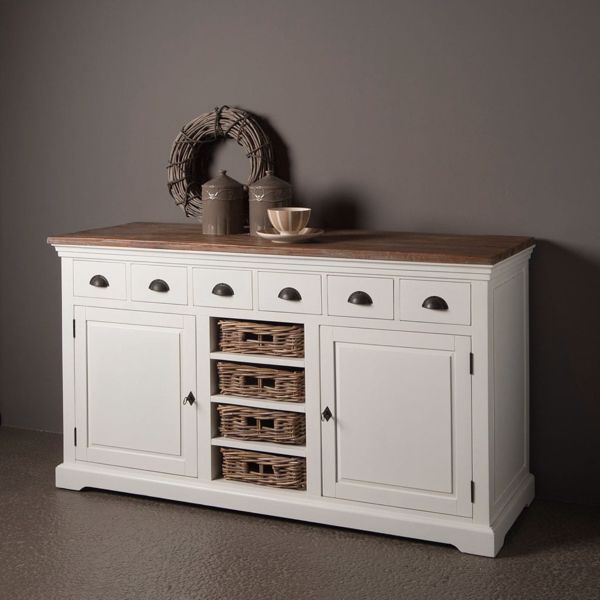 Napoli Sideboard 161 cm mit Körben Landhaus Anrichte