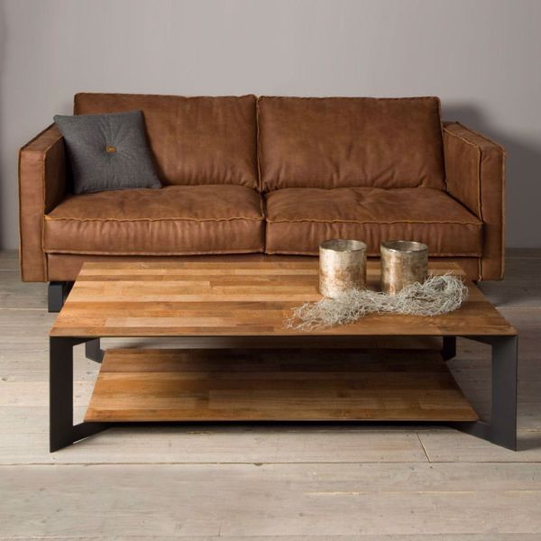 Pandora Couchtisch Teakholz 135 cm Beistelltisch Metallgestell