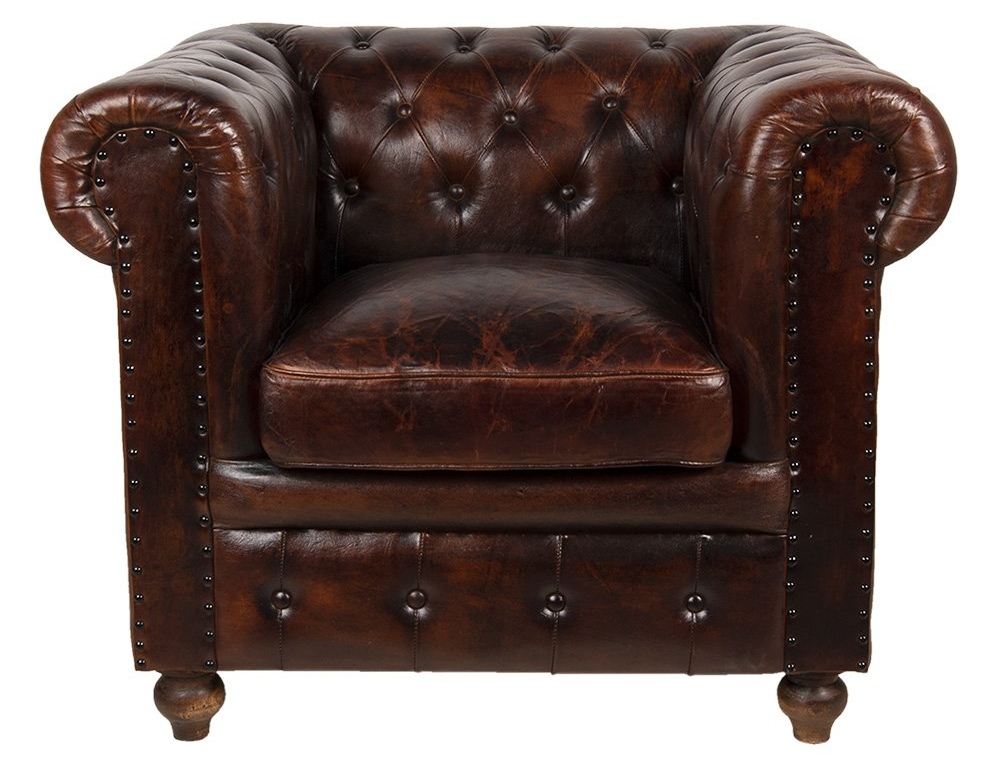 Lounge Sessel - Leder - Vintage braun - Chesterfield