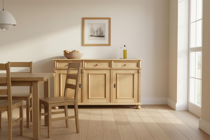 Landhaus Anrichte Oldenburg Weichholz Sideboard Kommode Helle Anrichte aus Weichholz mit drei Schubladen und drei Türen