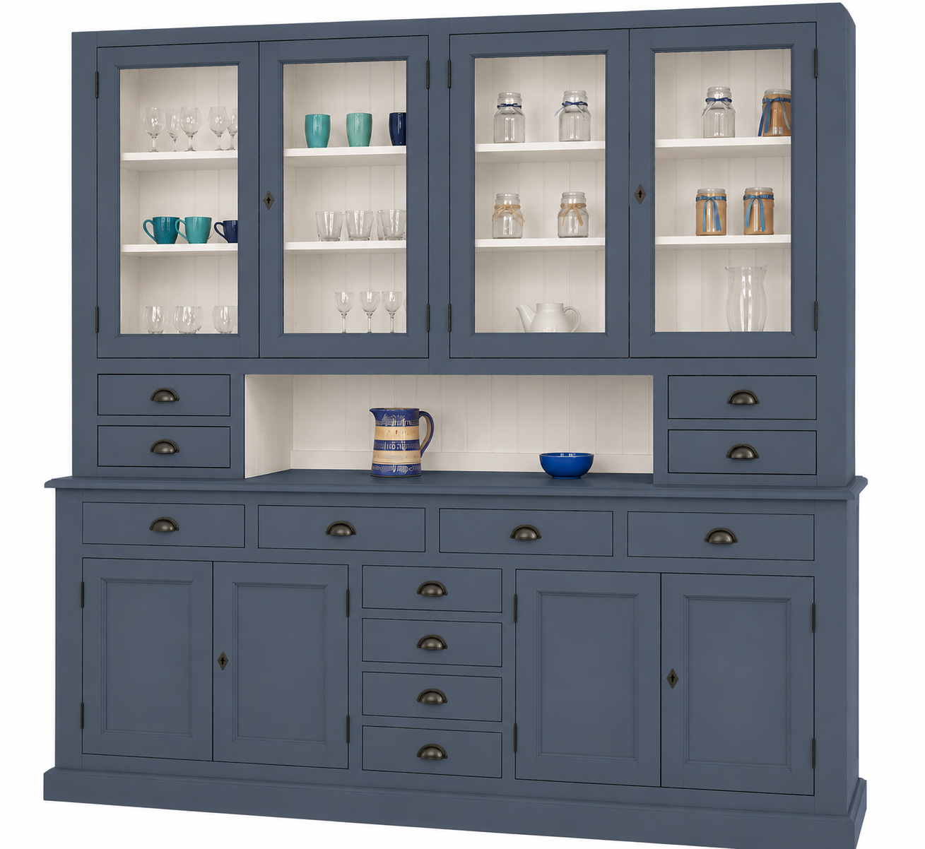 Maßanfertigung Vitrinen Schrank aus Massivholz Küchenschrank 245 cm ohne Kranz