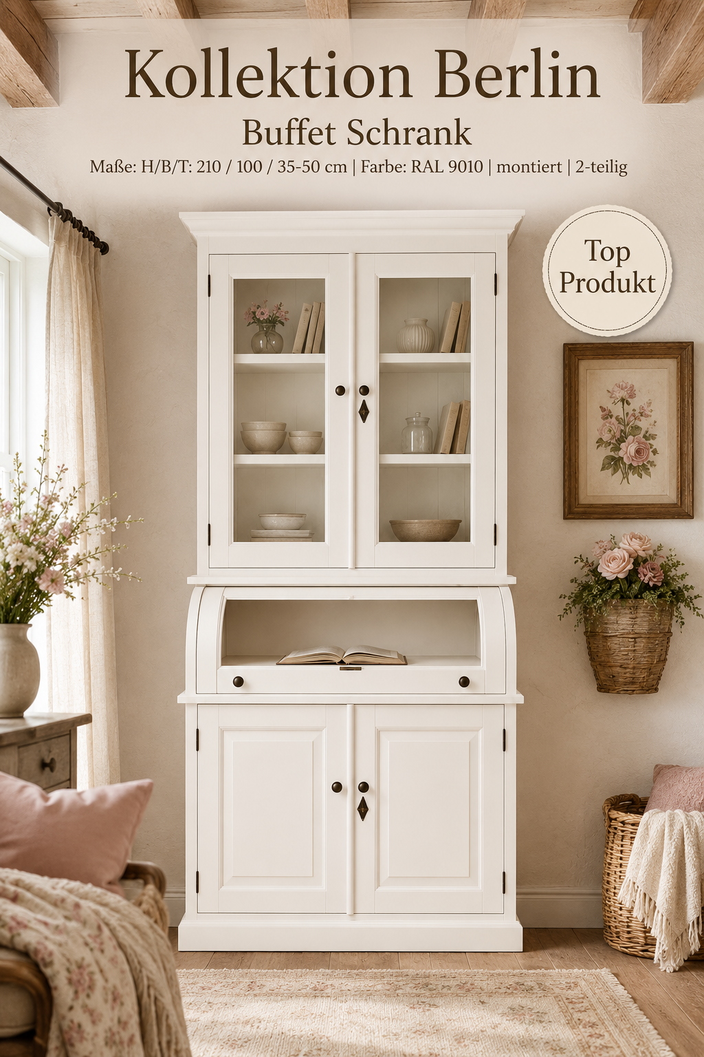 Buffet Schrank Berlin 100 cm weiß