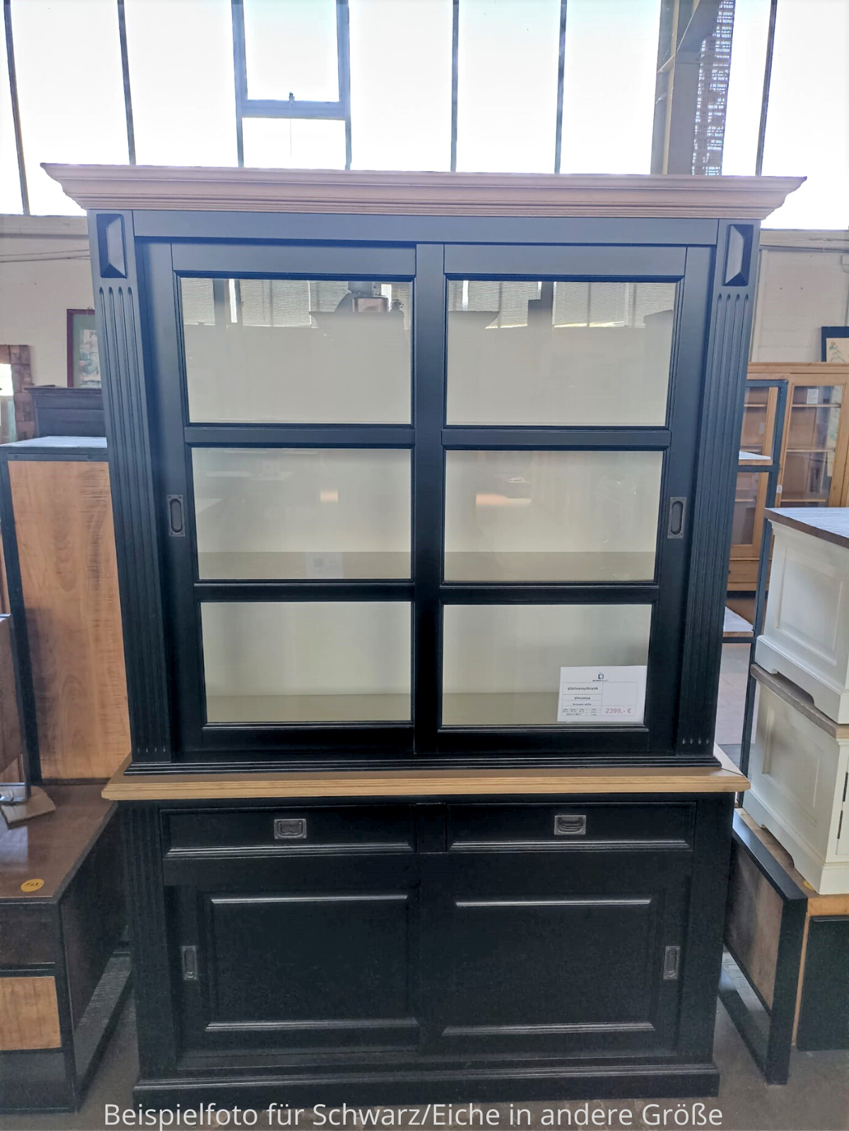 Vitrinen Schrank Vincenza 220 cm Landhaus Vitrine - verschiedene Farben