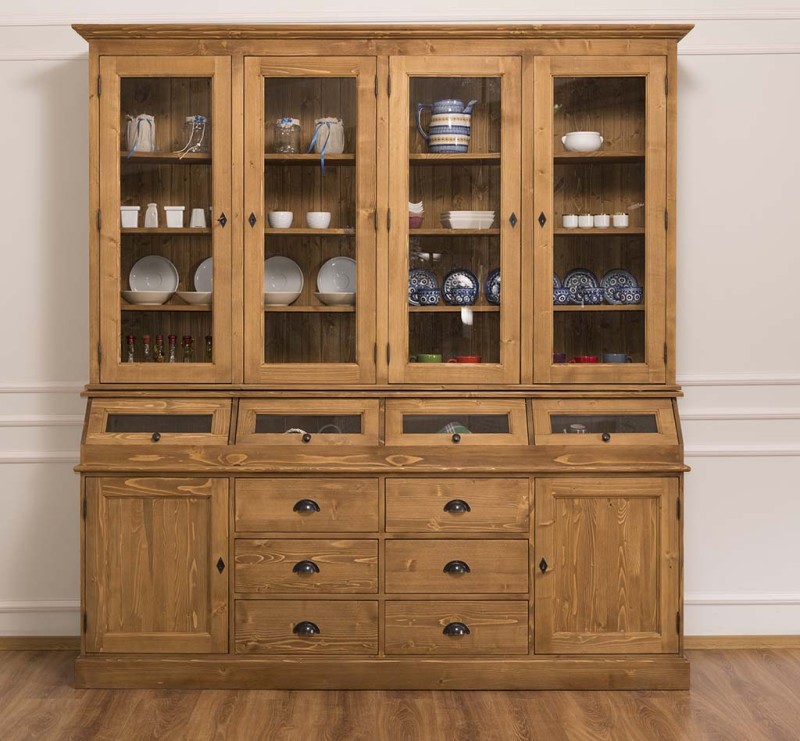 Landhaus Vitrinen Schrank 214 cm