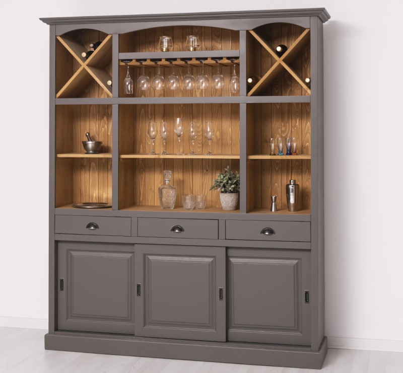 Barschrank aus massiven Kiefernholz - 180 cm Breit - Landhaus Schrank