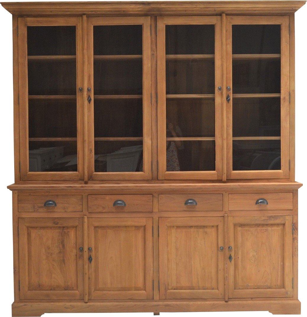 Vitrinen Schrank Brescia Teak Massivholz 200cm