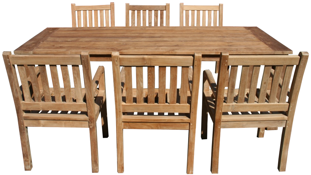 Gartenset Norderney Teak Tisch Bali 220 cm und 6 x Stuhl Beaufort Outdoor Möbel