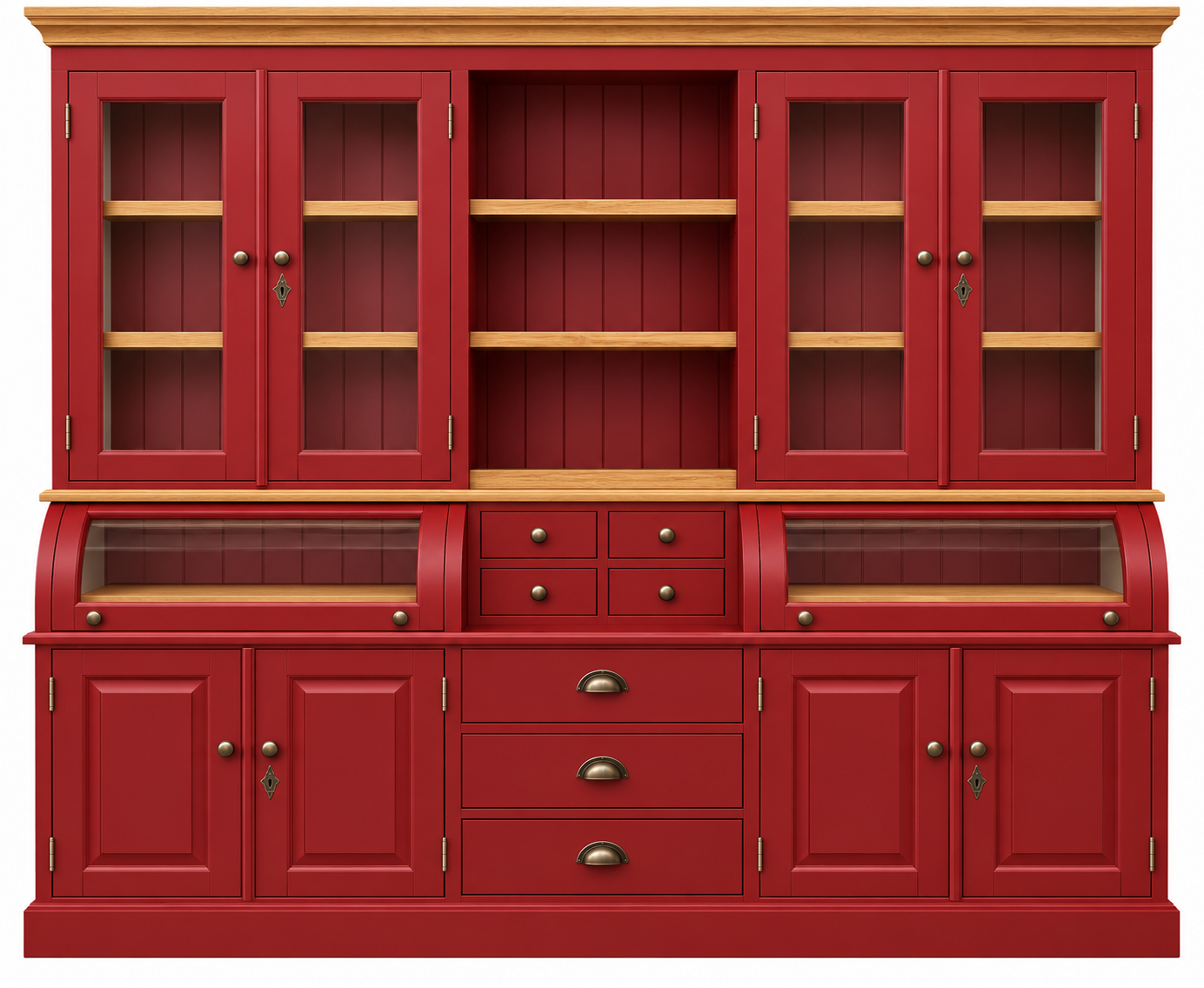 Buffet Schrank Berlin 200 cm Rubinrot mit Eiche- Landhaus Möbel