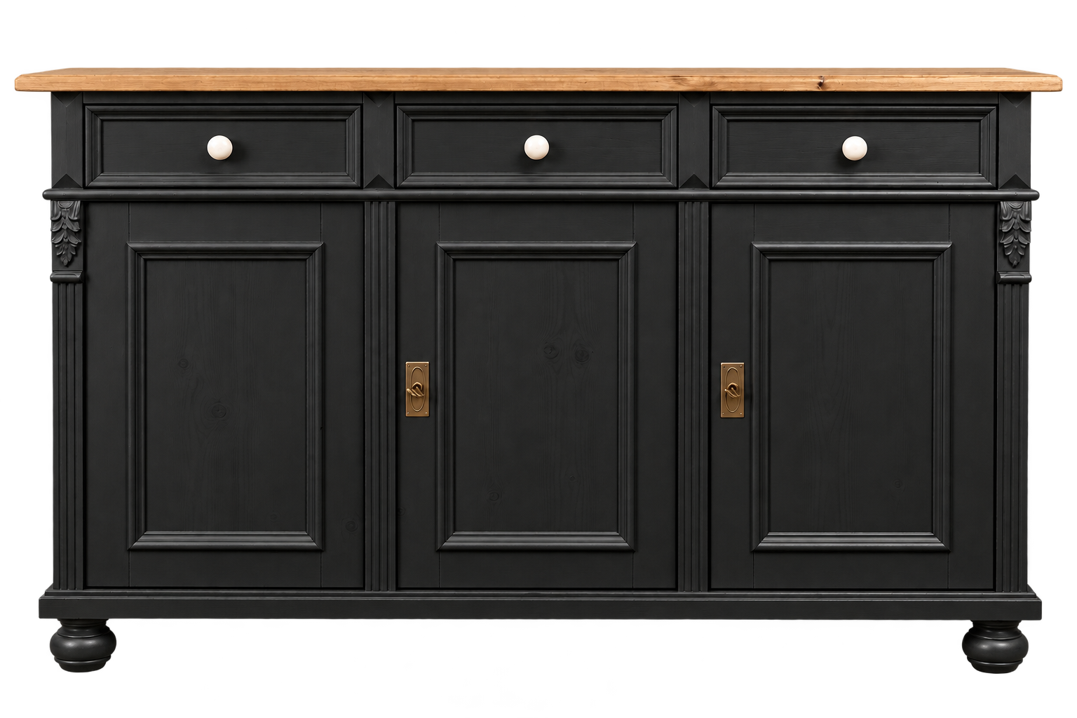 Landhaus Anrichte Oldenburg Weichholz 160 cm Sideboard Kommode Schwarz