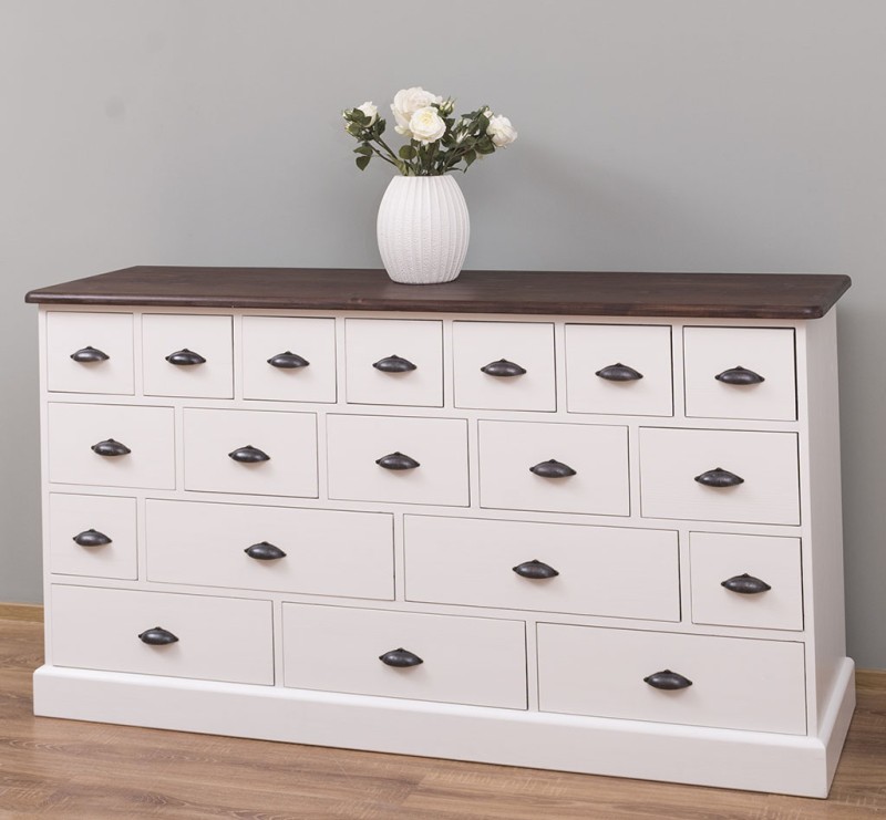 Apothekerschrank 180 cm breit, 19 Schubladen Kommode Landhaus