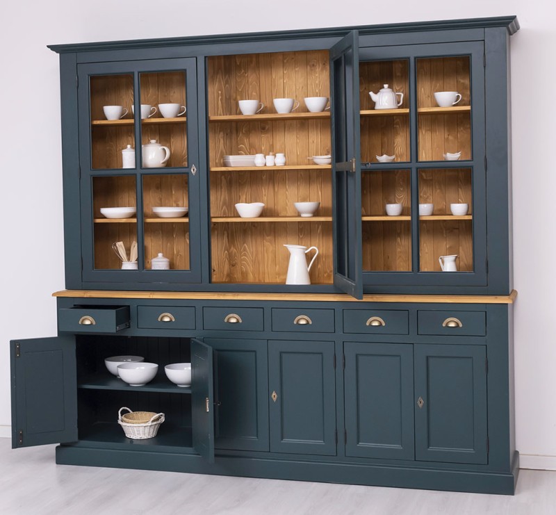 Vitrinen Schrank aus Massivholz Küchenschrank 245 cm