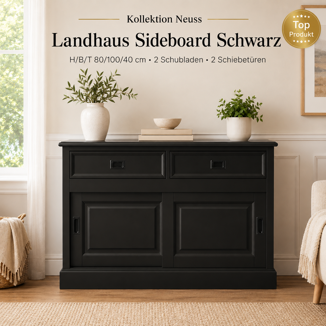 TV Board Neuss 100 cm weiß - Lowboard mit Schiebetüren